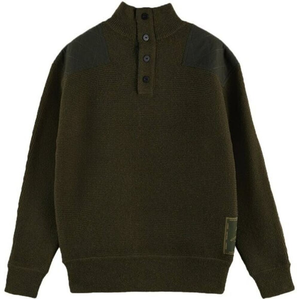 Scotch & Soda Men's Mock Button Neck Army Green Pullover Sweater Size Medium